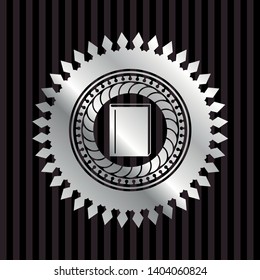 book icon inside silver shiny emblem