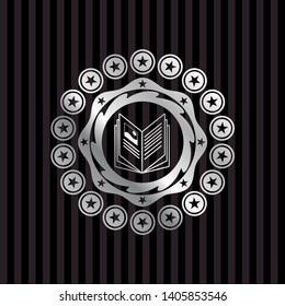 book icon inside silver shiny badge