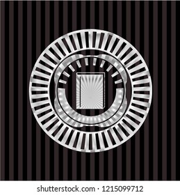 book icon inside silvery shiny emblem