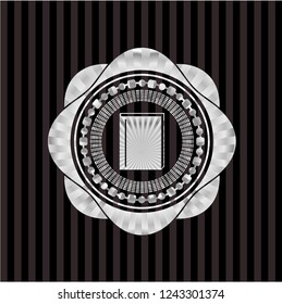 book icon inside silvery shiny emblem