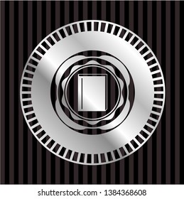book icon inside silvery shiny emblem