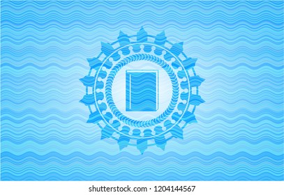 book icon inside sky blue water badge.
