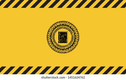 book icon inside warning sign, black grunge emblem. Vector Illustration. Detailed.