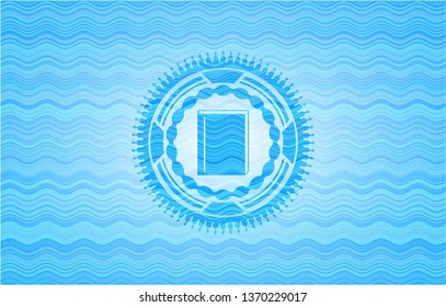 book icon inside water style emblem.