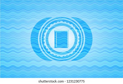book icon inside water wave representation emblem.