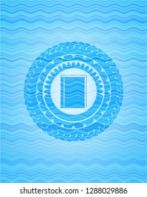 book icon inside water wave concept badge background.