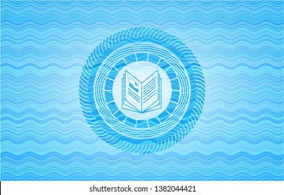 book icon inside water wave representation style badge.