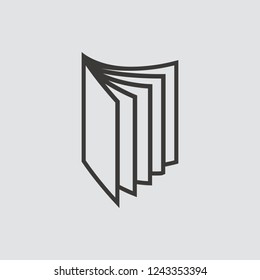 Book icon isolated of flat style. Vector illustration.