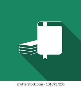 Book icon isolated with long shadow. Flat design. Vector Illustration