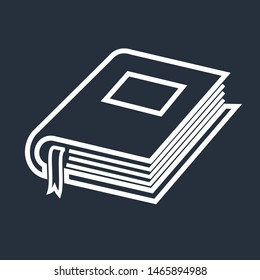 Book icon isolated on dark background. Vector illustration