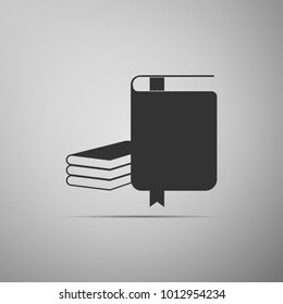 Book icon isolated on grey background. Flat design. Vector Illustration