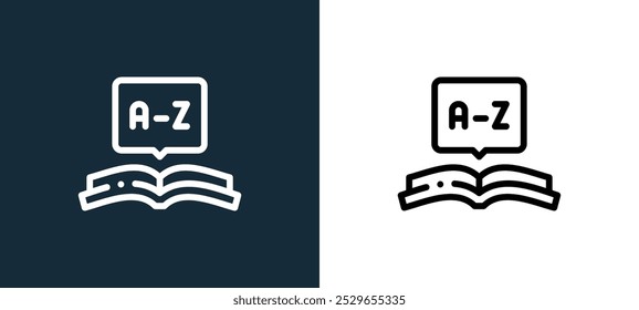 book icon isolated on white and black colors. book outline linear vector icon from international literacy collection for mobile apps, web and ui.