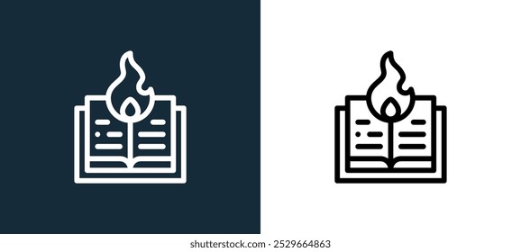 ícone do livro isolado em cores brancas e pretas. ícone do vetor linear do contorno do livro da coleção internacional de alfabetização para aplicativos móveis, web e ui.