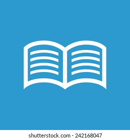 book icon, isolated, white on the blue background. Exclusive Symbols 