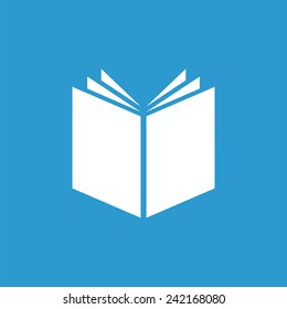book icon, isolated, white on the blue background. Exclusive Symbols 