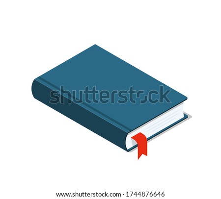 Book icon isometric. Flat closed textbook for school or library. Isolated handbook for education of student. Cartoon dictionary for academic in university. Encyclopedia of wisdom sign. vector cover