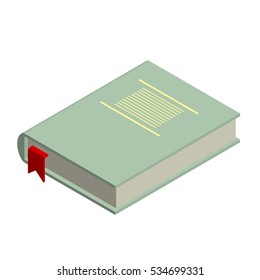 Book icon in isometric style for any design. Book isolated on white background. Isometric icon with book in covers with bookmarks on white background isolated vector illustration. Isometric book icon