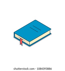 Book icon isometric, Vector flat blue symbol isolated on white.