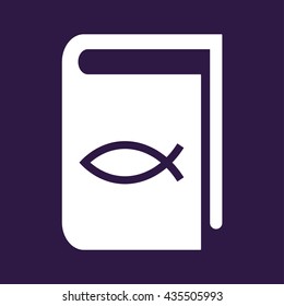 Book icon with Jesus fish symbol . Vector illustration