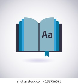 Book icon with letters. Vector Illustration