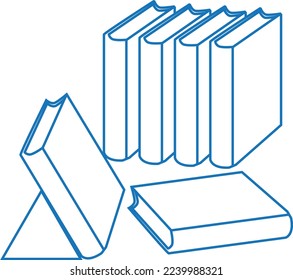 Icono de libro, icono de línea de libro, vector azul