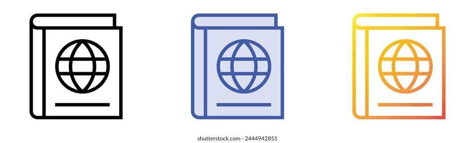 book icon. Linear, Blue Fill and Gradient Style Design Isolated On White Background