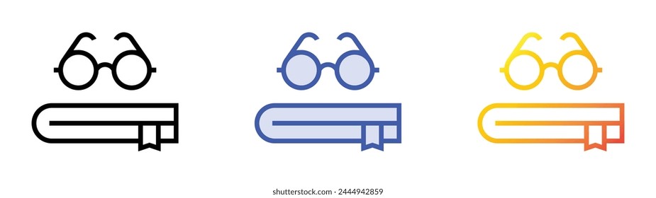 book icon. Linear, Blue Fill and Gradient Style Design Isolated On White Background