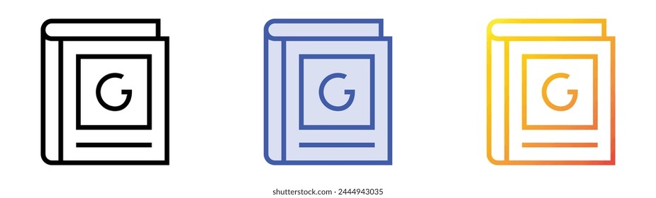 book icon. Linear, Blue Fill and Gradient Style Design Isolated On White Background