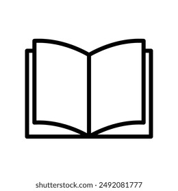Book icon linear logo mark in black and white