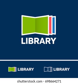 Book icon. Literature emblem. Electronic library logo. Open book on a dark background.