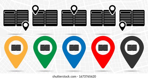 Book icon in location set. Simple glyph, flat illustration element of education theme icons