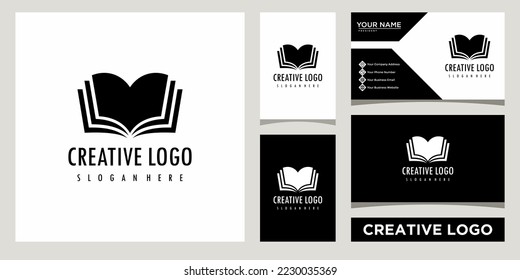 Plantilla de diseño del logotipo del icono del libro con diseño de tarjeta de visita