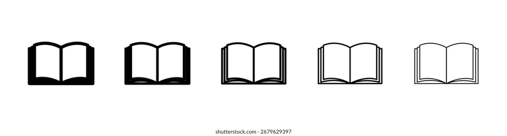 Logotipo do ícone de livro na coleção de linhas de traçado