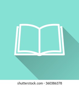 Book  icon with long shadow, flat design. Vector illustration.