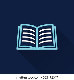 Book  icon with long shadow, flat design. Vector illustration.