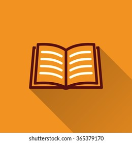 Book  icon with long shadow, flat design. Vector illustration.
