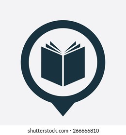 book icon map pin on white background