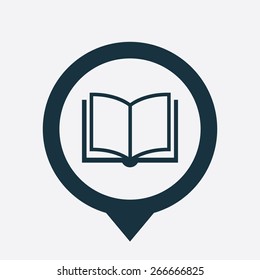book icon map pin on white background