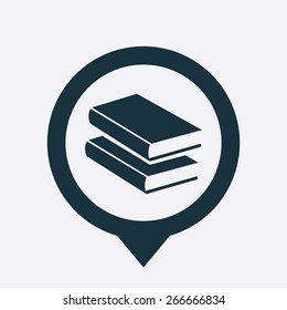 book icon map pin on white background