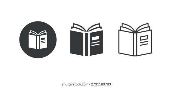 Icono de libro. Icono de serie múltiple. Pixel perfecto aislado sobre fondo blanco. Ilustración vectorial