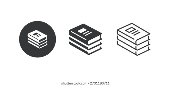 Icono de libro. Icono de serie múltiple. Pixel perfecto aislado sobre fondo blanco. Ilustración vectorial