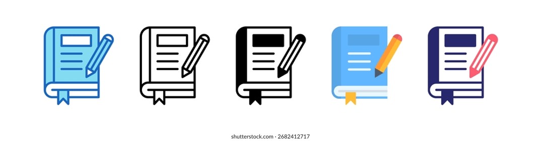 Icono de libro múltiple estilo conjunto de Colección.