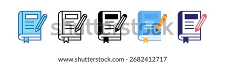 Book Icon Multiple Style Set Collection.