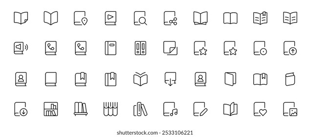 Icono de libro. Notas, icono de ebook. Línea de Vector Editable Trazo Signo de símbolo simple diseñado en estilo de relleno, contorno, línea y trazo. se puede utilizar para el Web, móvil