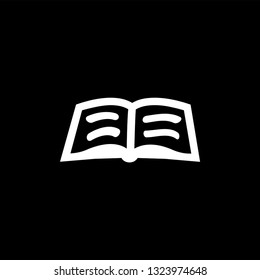 Book Icon On Black Background. Black Flat Style Vector Illustration.