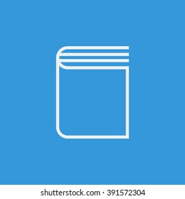 Book icon, on blue background, white outline, large size symbol