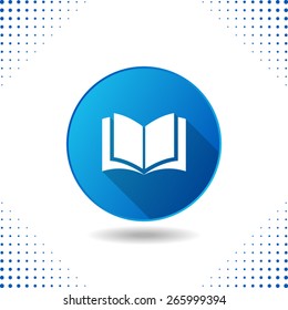 Book icon on blue round button flat design