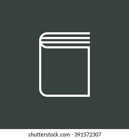 Book icon, on dark background, white outline, large size symbol