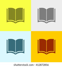 Book Icon on Four Different Backgrounds. Eps-10.
