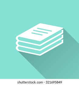 Book  icon on green background. Vector illustration.